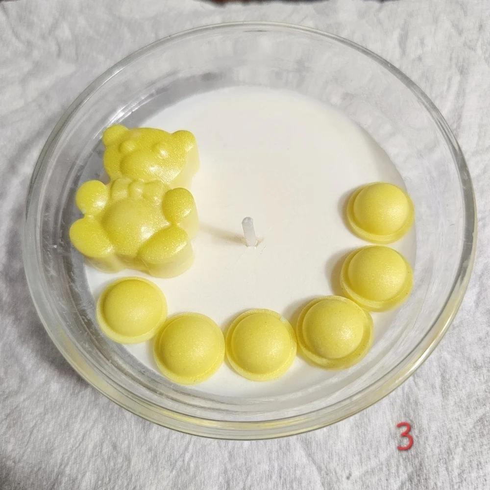 6 Personalized Yellow Bear Scented Baby Shower Birthday Candle Favors Giveaways